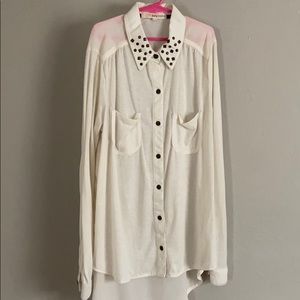 Cream button up blouse